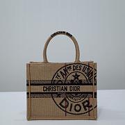 Dior Book Tote Jute Canvas Embroidered A406228 - 26.5x21x14cm - 1