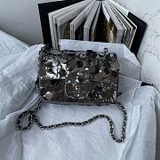 Chanel Mini Flap Bag Sequins Silver Size 20cm - 1