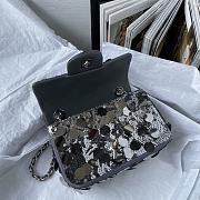 Chanel Mini Flap Bag Sequins Silver Size 20cm - 2