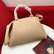 Bottega Veneta Handle Intrecciato Beige Leather Tote Bag - 34x11x26cm - 1