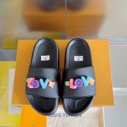 Louis Vuitton Love Logo Black Slippers  - 1