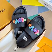 Louis Vuitton Love Logo Black Slippers  - 4