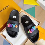 Louis Vuitton Love Logo Black Slippers  - 2