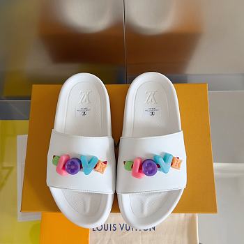 Louis Vuitton Love Logo White Slippers