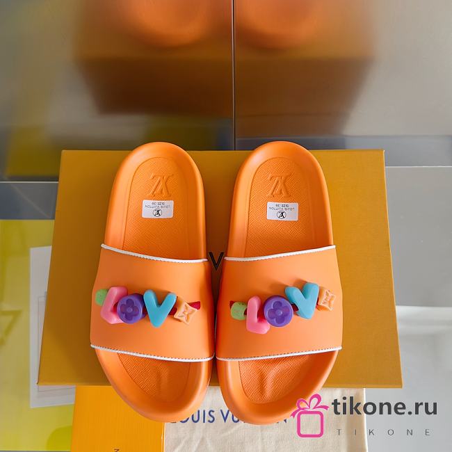 Louis Vuitton Love Logo Orange Slippers - 1