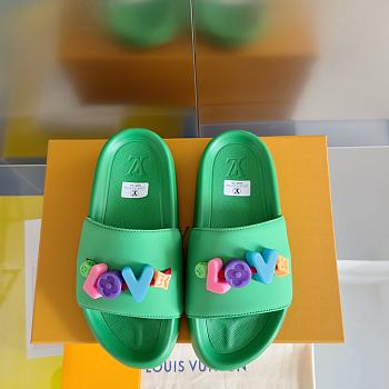 Louis Vuitton Love Logo Green Slippers
