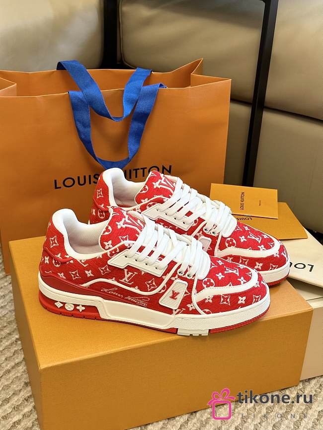 Louis Vuitton Trainers Red Monogram - 1