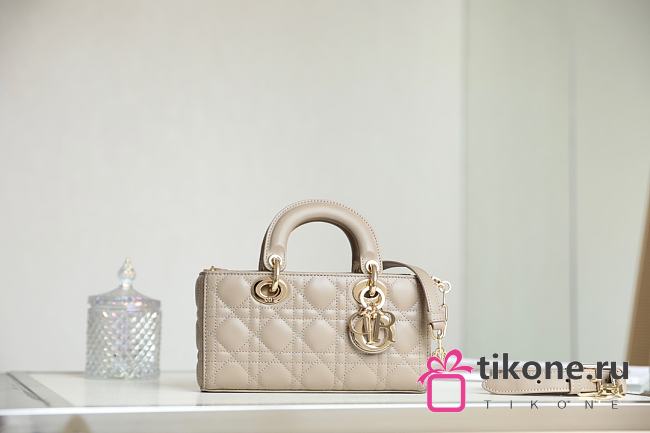 Dior Small Lady D-Joy Bag Powder Beige Cannage Calfskin - 22x11.5x6cm - 1