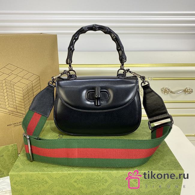 GUCCI| Bamboo 1947 In Black Leather - 21x15x7cm - 1