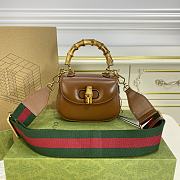 GUCCI| Small Bamboo 1947 In Brown Leather - 17x12x7.5cm - 1