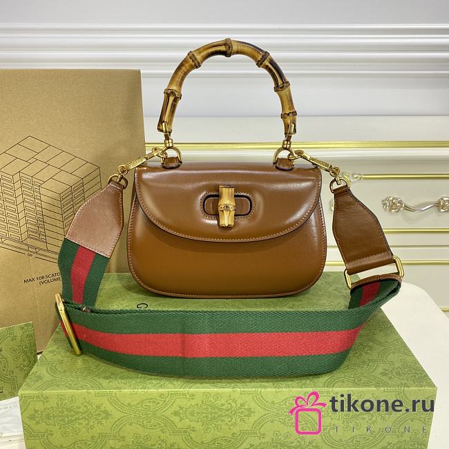 GUCCI| Bamboo 1947 In Brown Leather - 21x15x7cm - 1