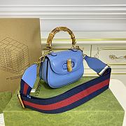 GUCCI| Small Bamboo 1947 In Blue Leather - 17x12x7.5cm - 3