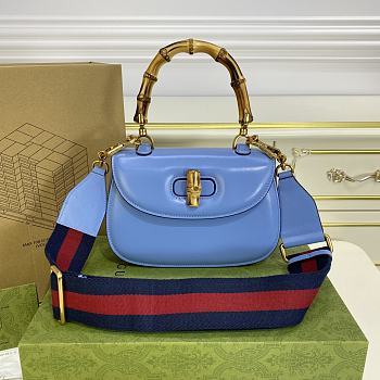 GUCCI| Bamboo 1947 In Blue Leather - 21x15x7cm