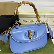 GUCCI| Bamboo 1947 In Blue Leather - 21x15x7cm - 4