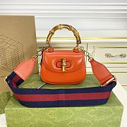 GUCCI| Small Bamboo 1947 In Orange Leather - 17x12x7.5cm - 1