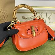 GUCCI| Small Bamboo 1947 In Orange Leather - 17x12x7.5cm - 4