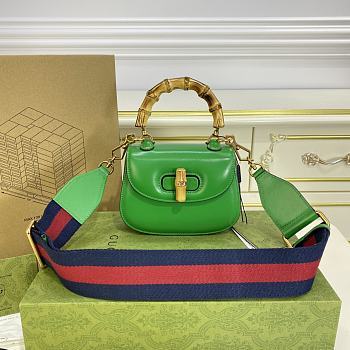 GUCCI| Small Bamboo 1947 In Green Leather - 17x12x7.5cm