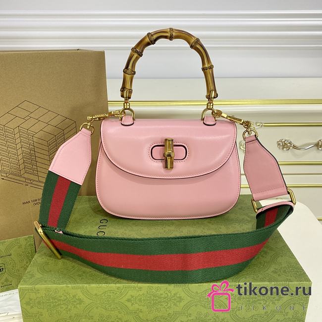 GUCCI| Bamboo 1947 In Pink Leather - 21x15x7cm - 1