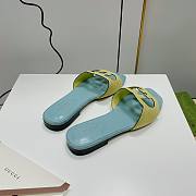 Gucci Light Green Leather Slippers WW - 5