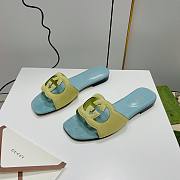 Gucci Light Green Leather Slippers WW - 3