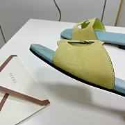 Gucci Light Green Leather Slippers WW - 2