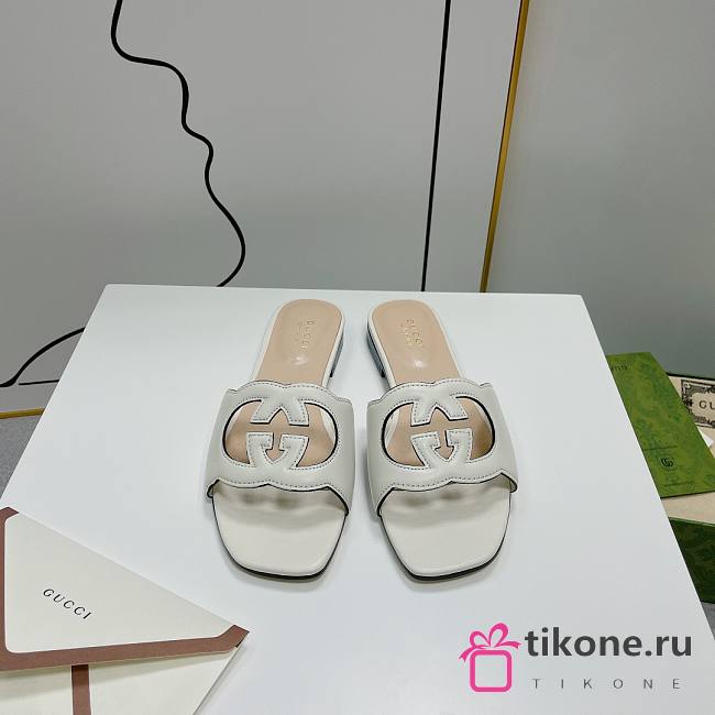 Gucci White Leather Slippers WW - 1