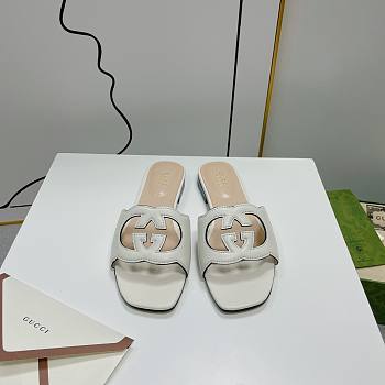 Gucci White Leather Slippers WW