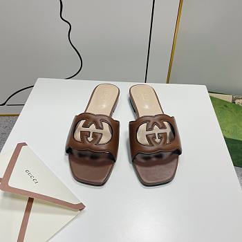 Gucci Brown Leather Slippers WW