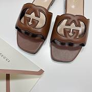 Gucci Brown Leather Slippers WW - 2