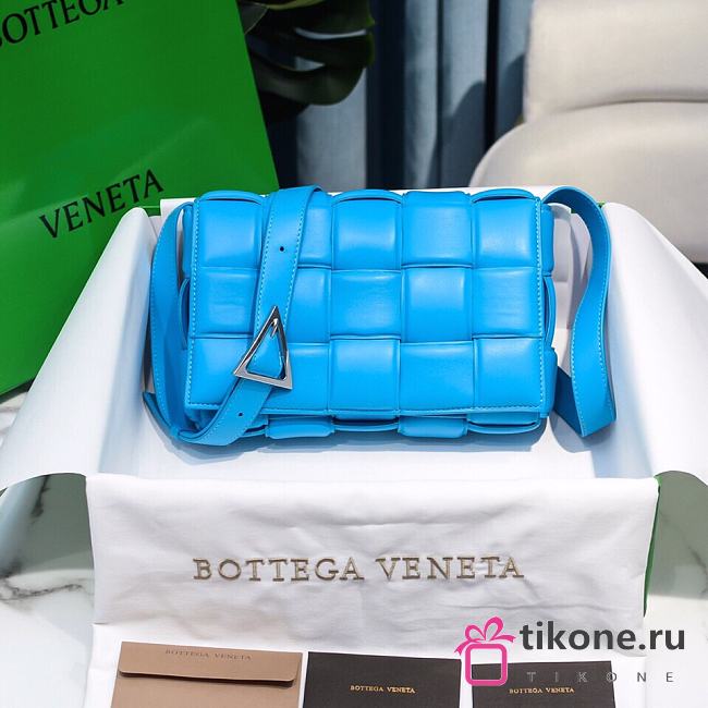 BOTTEGA VENETA| Small Pool Blue Padded Cassette - 26x18x8cm - 1