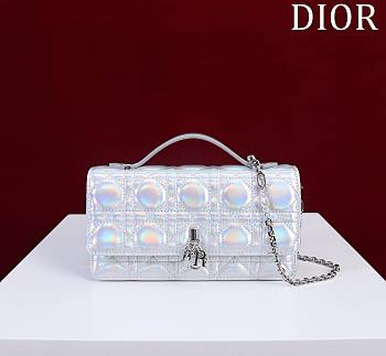 DIOR| Miss Silver-Tone Cannage Lambskin - 21x11.5x4.5cm