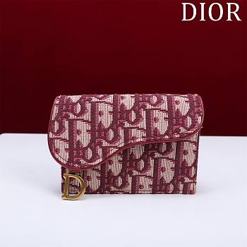Dior Saddle Card Holder Oblique Red - 10.5x7x3cm
