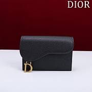 Dior Saddle Card Holder Black Leather - 10.5x7x3cm - 1