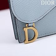 Dior Saddle Card Holder Blue Leather - 10.5x7x3cm - 4