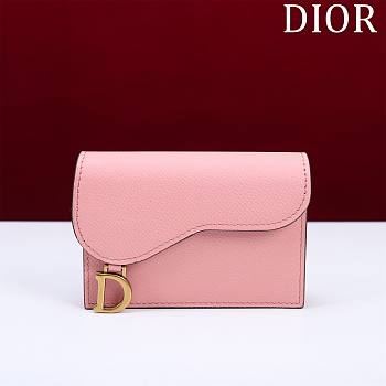 Dior Saddle Card Holder Pink Leather - 10.5x7x3cm
