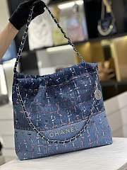 Chanel 22 Denim Blue In Large Size - 39x42x8cm - 1