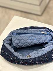 Chanel 22 Denim Blue In Large Size - 39x42x8cm - 4