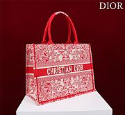 DIOR| Medium Book Tote White And Red Bandama Embroidery - 36x28x18cm - 3