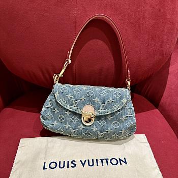 LOUIS VUITTON| Denim Pleaty Mini Handbag - 26x7x17cm