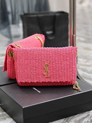 Saint Laurent| Medium Kate Pink Raffia Bag - 28.5×20×6cm