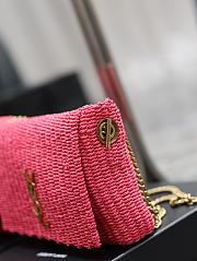 Saint Laurent| Medium Kate Pink Raffia Bag - 28.5×20×6cm - 2