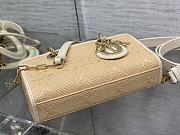 DIOR LADY| Horizontal Raffia Bag With White Handles - 22.5x6x11.5cm - 4