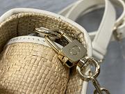 DIOR LADY| Horizontal Raffia Bag With White Handles - 22.5x6x11.5cm - 3