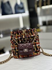 CHANEL| Small Backpack Dark purple, orange Wool Tweed - 17x16.5x12cm - 1