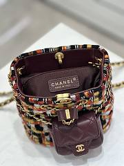 CHANEL| Small Backpack Dark purple, orange Wool Tweed - 17x16.5x12cm - 5