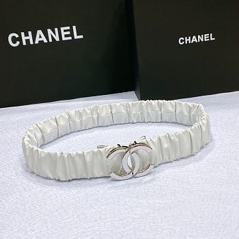 CHANEL| White Elastic Belt Width 30mm