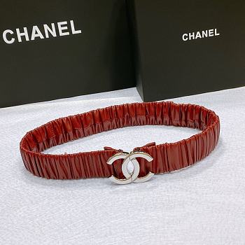 CHANEL| Red Elastic Belt Width 30mm