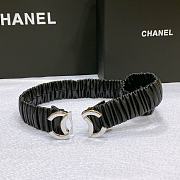 CHANEL| Black Elastic Belt With Silver Hardware Width 30mm - 5