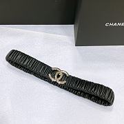 CHANEL| Black Elastic Belt With Silver Hardware Width 30mm - 4