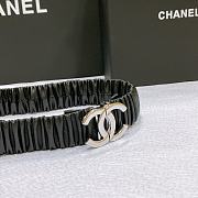 CHANEL| Black Elastic Belt With Silver Hardware Width 30mm - 2